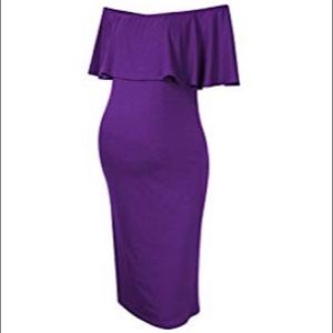 Purple ruffled off the shoulder dress